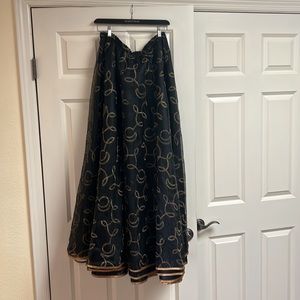 Jeanne Marc Black & Gold Embroidered Skirt